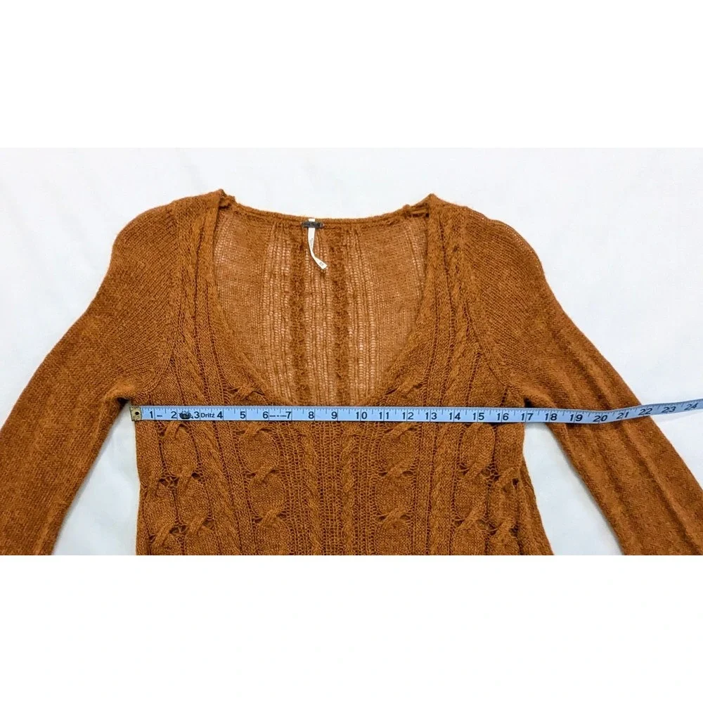 Free People Waterfall Sweater Honey Alpaca Blend Long Sleeve Pullover Women's XS